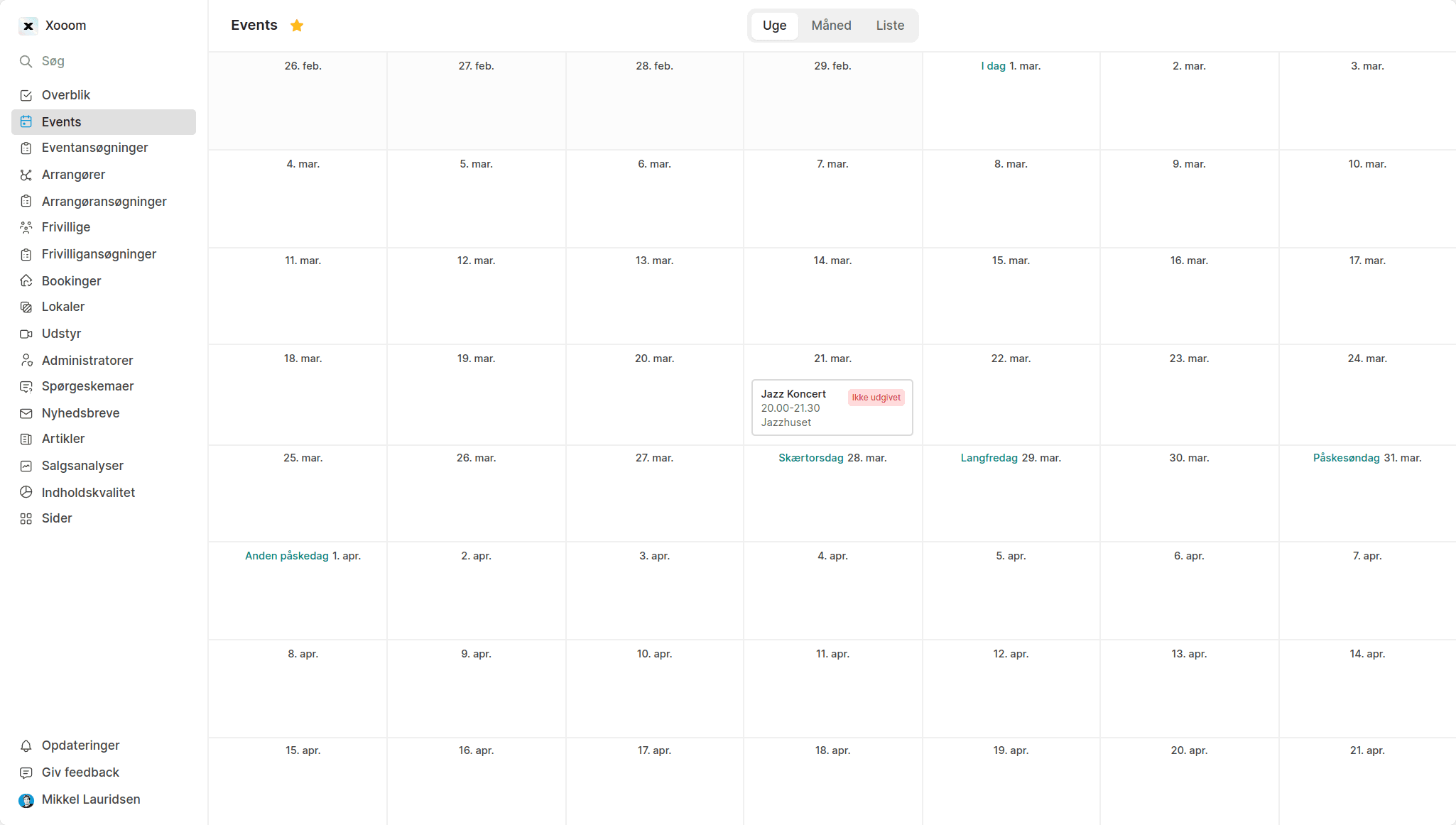 Planlæg og præsenter dine events